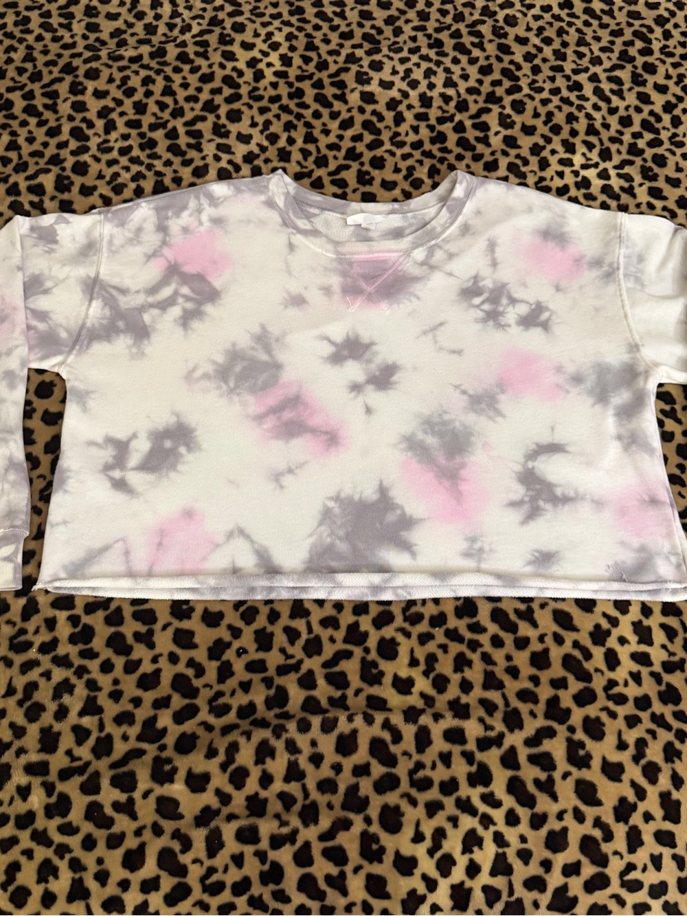 Kids Tie-Dye Cropped Sweatshirt - Pink & Gray